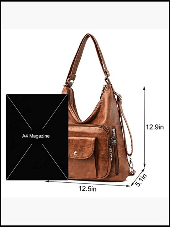 Convertible Backpack Purse Women PU Leather Hobo Tote Satchel Shoulder Bag main image 4